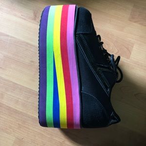 Brand New Never Worn YRU Rainbow platforms